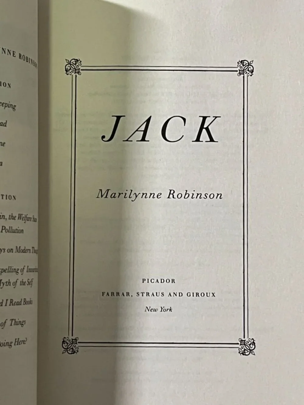 Jack by Marilynne Robinson Oprah's Book Club Paperback Literary Fiction